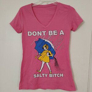women tshirt sz xs Salty girl with umbrella pink  blue Dont be a Salty B...ch